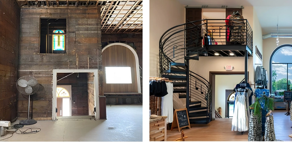 Faded Roots Boutique interior before and after