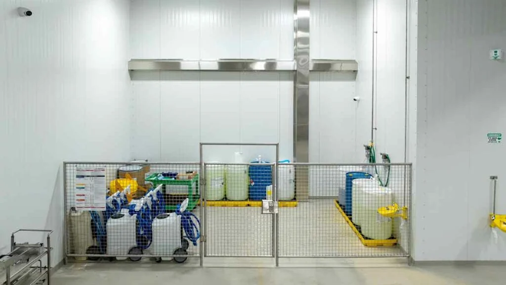 Alpine Slicing & Cheese Conversion - Chemical storage with automatic eye wash