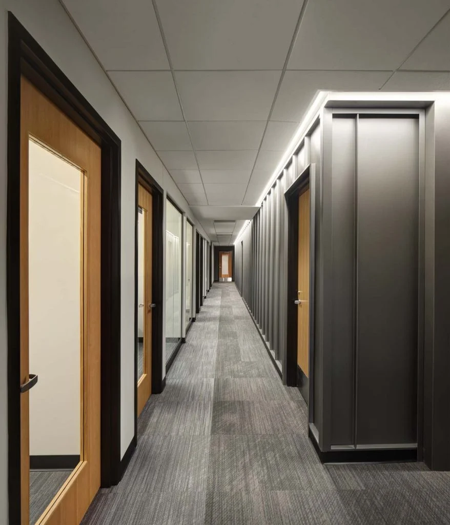 Duluth Trading Company - Hallway with standing seam wall panels