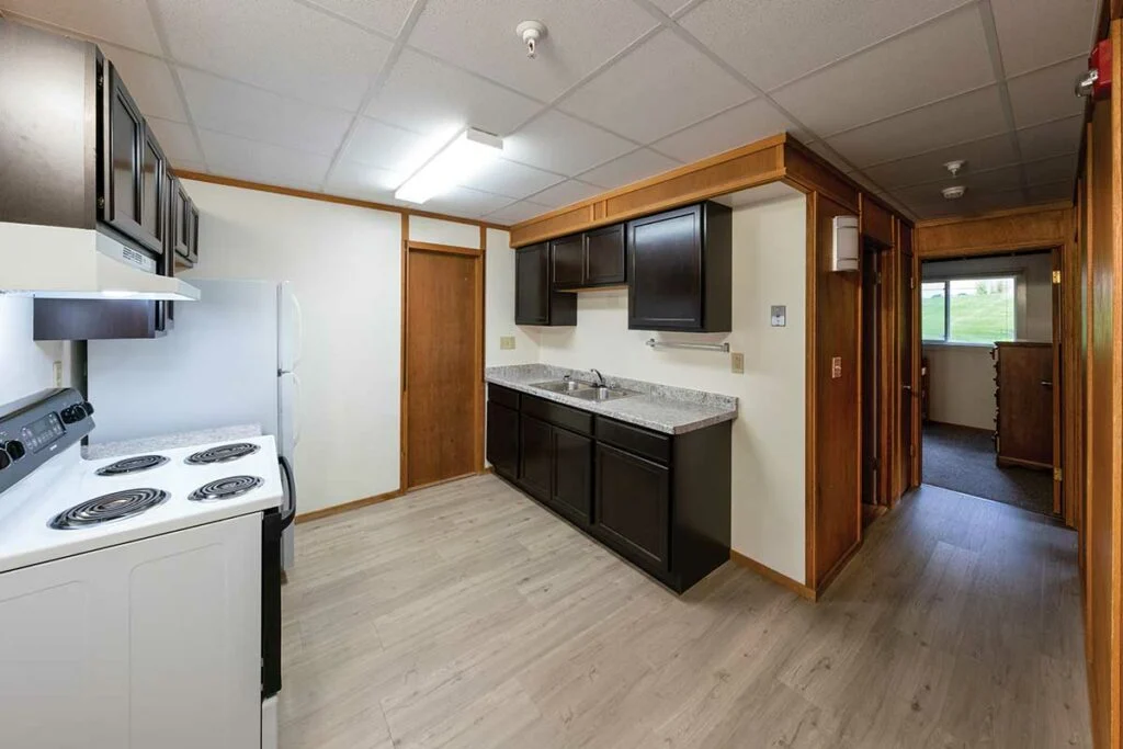Edgewood University college dorms remodeled kitchen