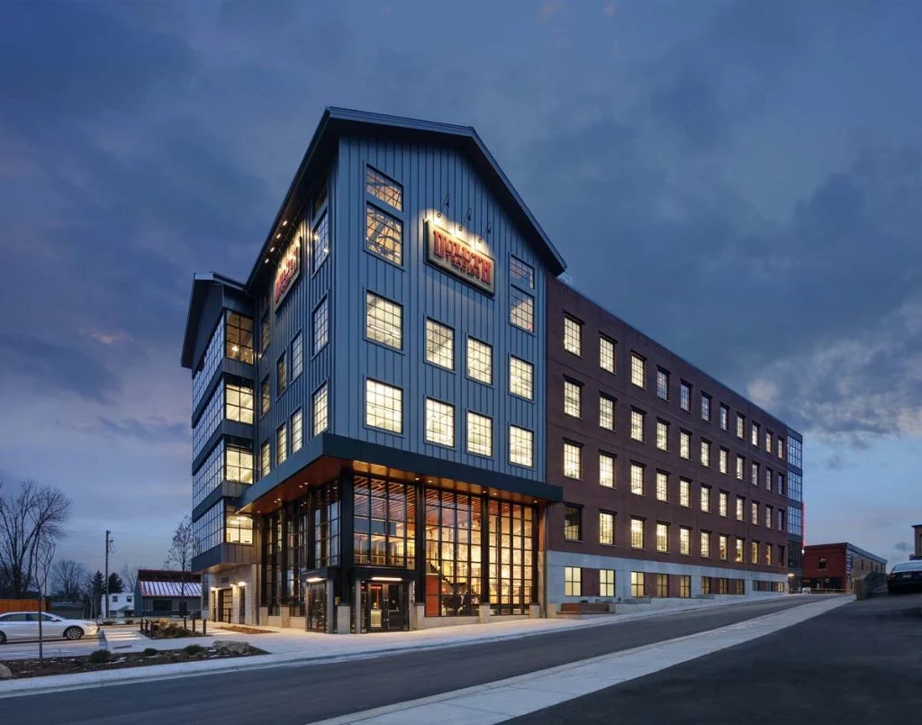 Lobby entrance at dusk - Duluth Trading Company