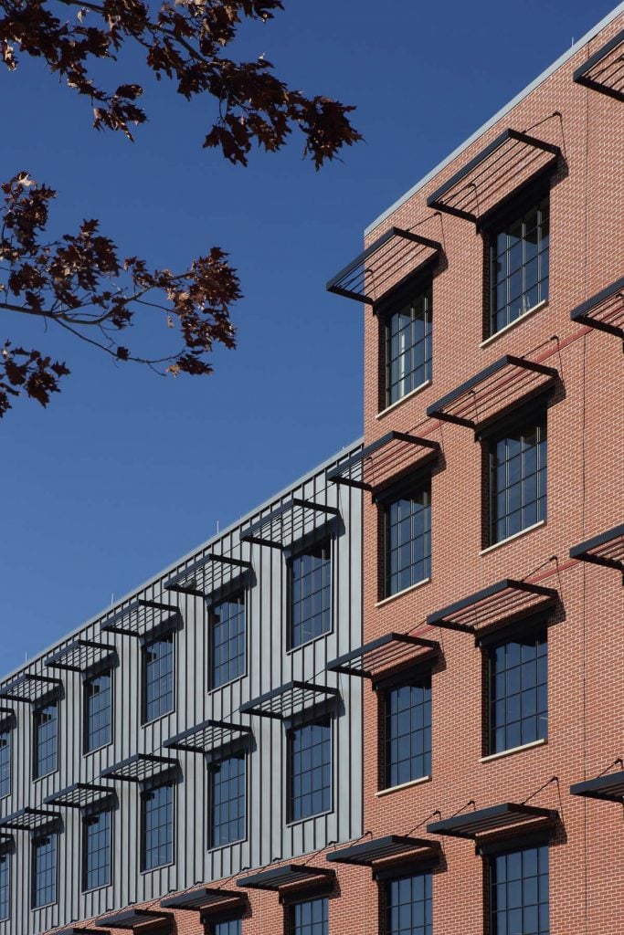 Red brick mansonry and industrial sash windows - Duluth Trading Company