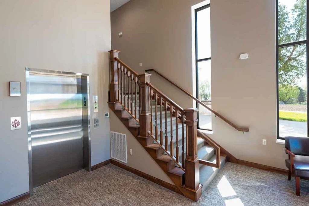 Staircase with beautiful railing - St. Joseph Catholic Church (1)