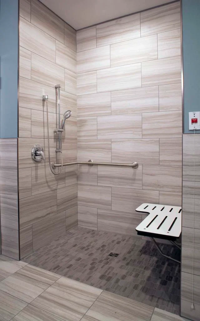 BeeHive Homes of Mt. Horeb roll-in ADA tile shower