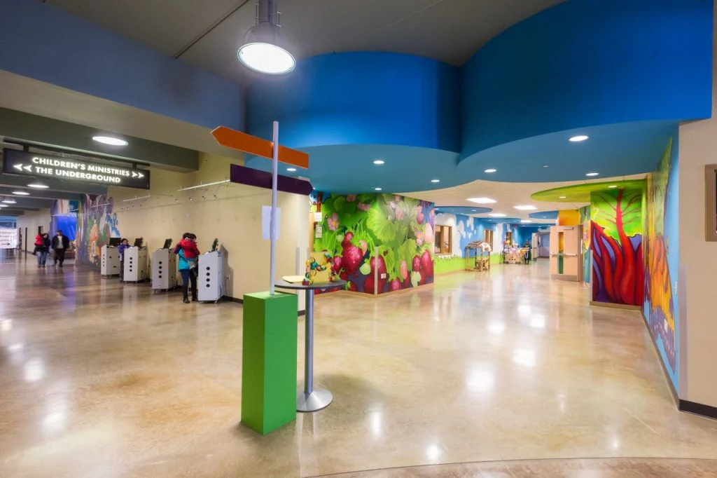 Blackhawk Church - Children's ministry check-in and check-out stations
