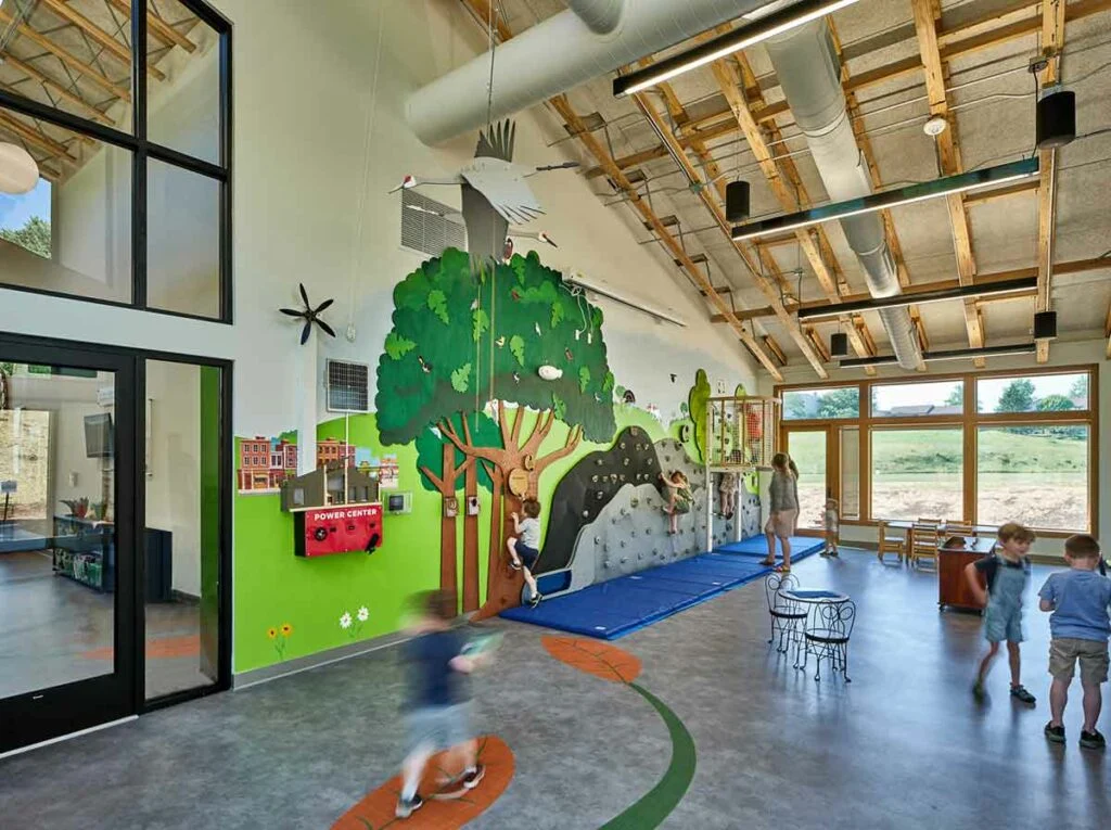 Children’s Community School - Multipurpose room with interactive art installation