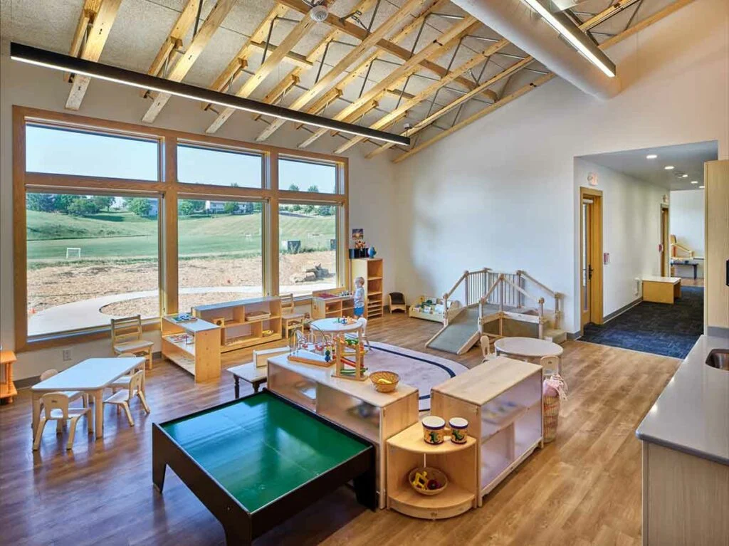 Children’s Community School - Open web trusses are visible throughout the building