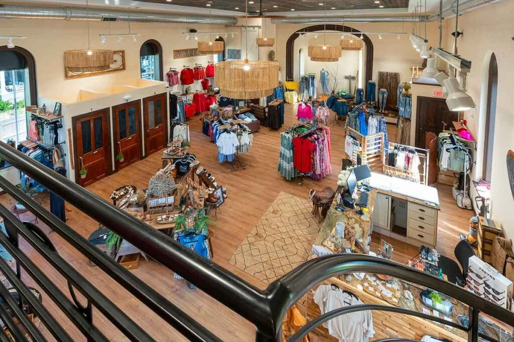 Faded Roots Boutique view from top of staircase