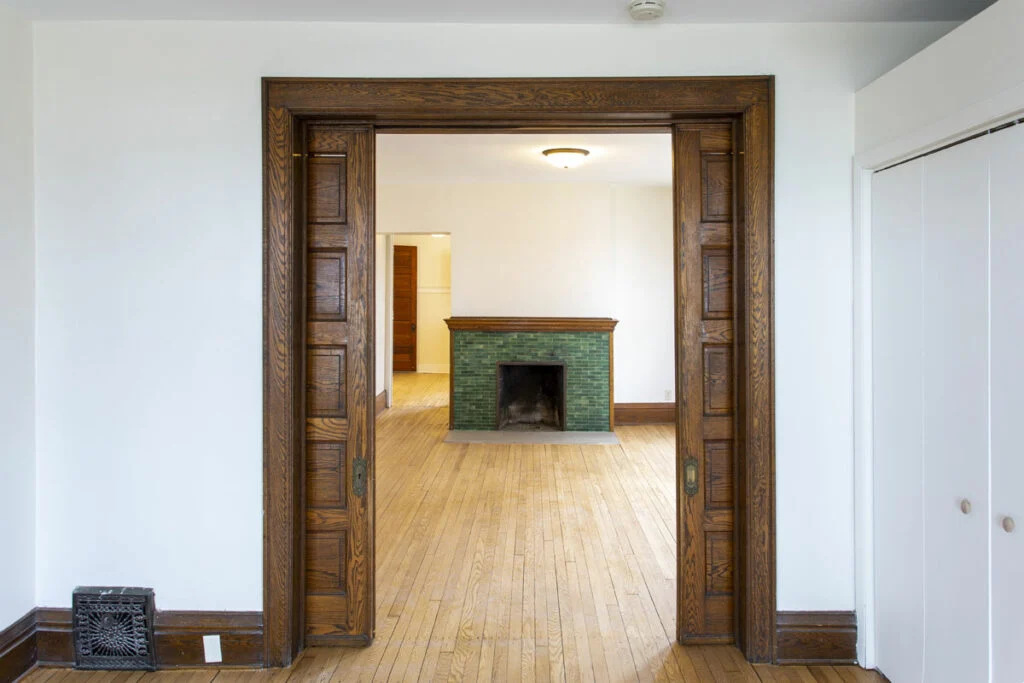 Fisher Group Blair & Gorham Great room with resurfaced hardwood flooring