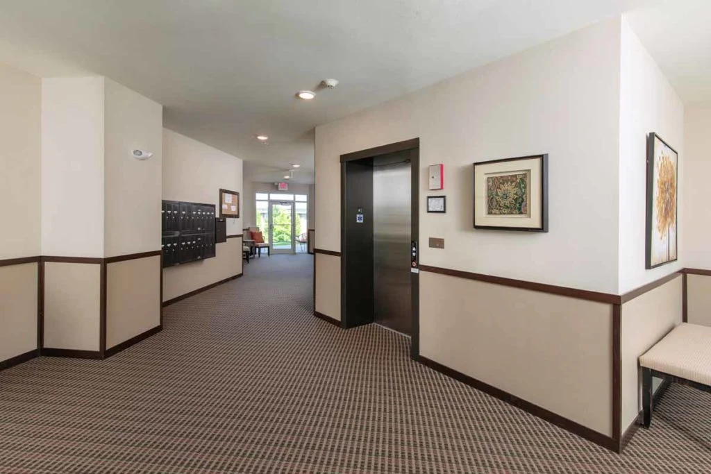 Glen Wood Heights Condominium Homes hallway and elevator