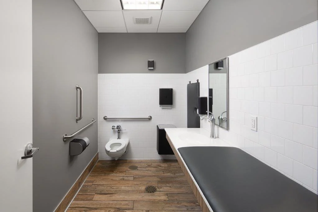 Heartland Church - Family bathroom with accessible, adult-sized changing table