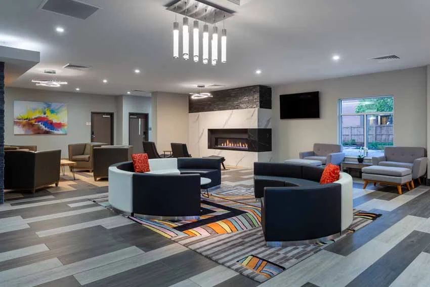 Hotel of the Arts Baymont Inn & Suites Lobby with modern aesthetic