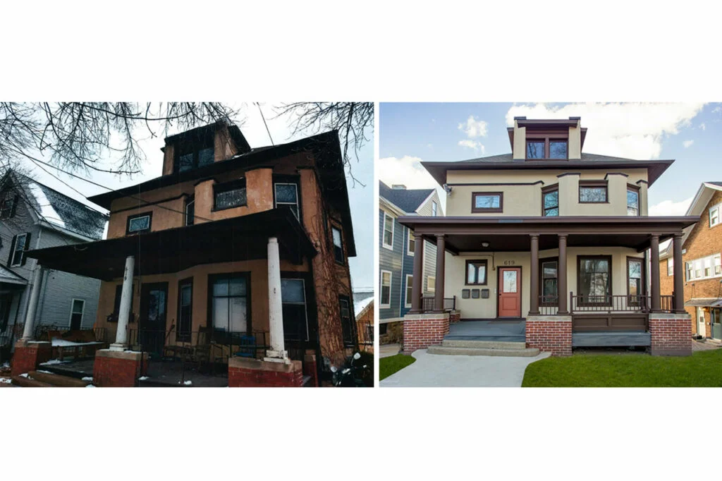 Housing with new siding Exterior remodel