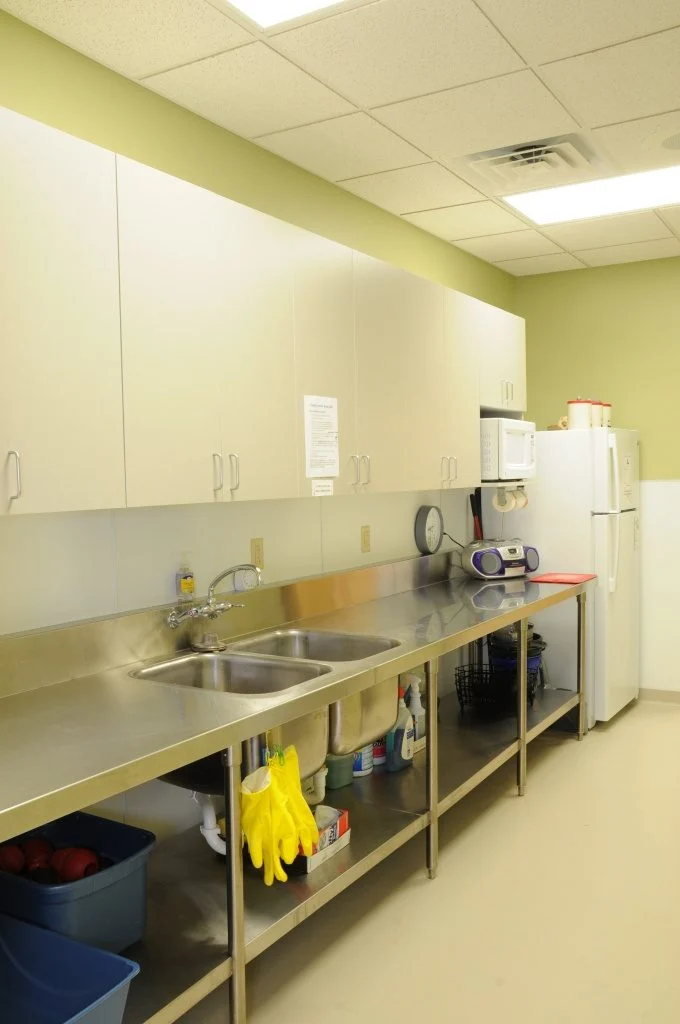 Humane Society of Jefferson County - Food prep room with stainless steel counters
