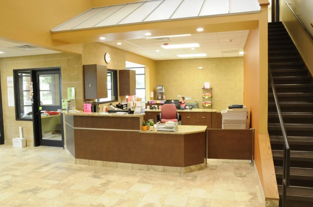 Humane Society of Jefferson County - Reception area with metal roofing