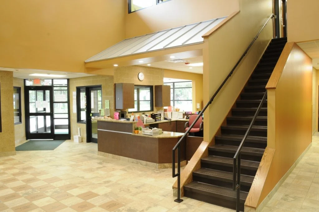 Humane Society of Jefferson County - Two-story lobby directs visitors to respective areas