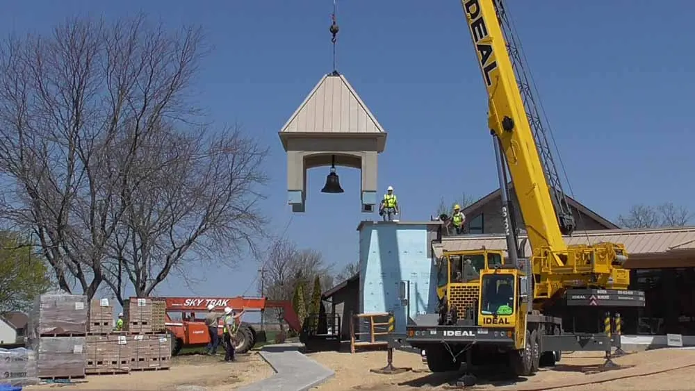 Mount Horeb United Methodist Church - Lifting the bell into place