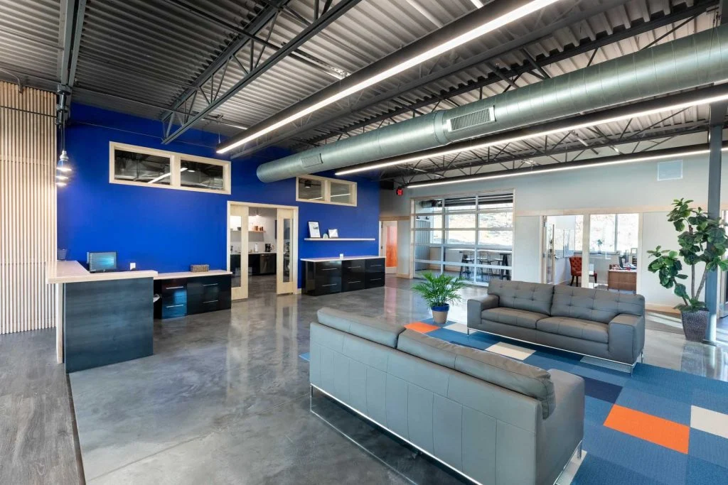 Saco Foods Open office space with polished concrete floor