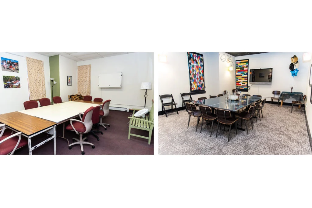 Wil-Mar Neighborhood Center - Large meeting room before and after