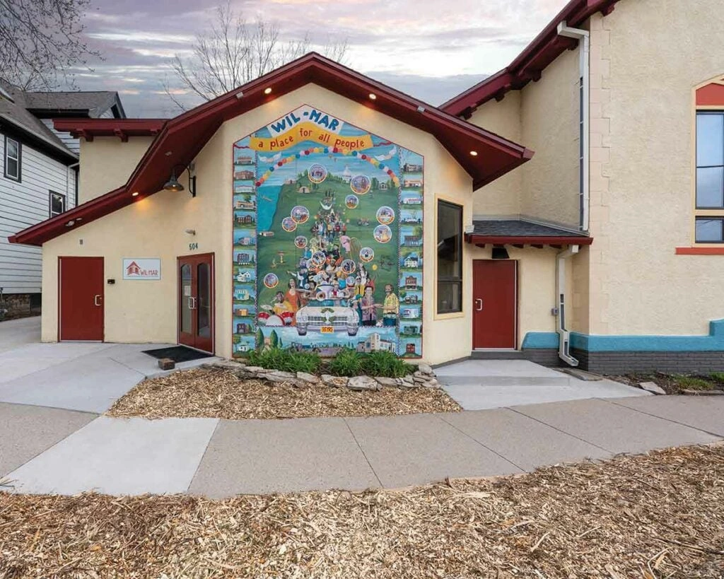 Wil-Mar Neighborhood Center - Mural set off by fresh surrounding paint