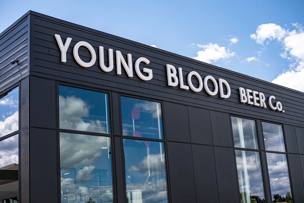Exterior of Young Blood Beer Co brewery in DeForest