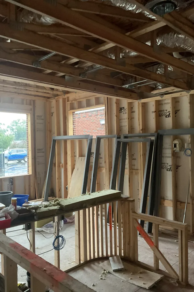 window frames in new entrance